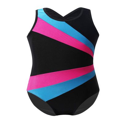 Agoky Girls One-Piece Gymnastics Ballet Leotard Camisole Leotard Dance Dress Top Dancewear Jumpsuit Blue&Rose Red 5-6