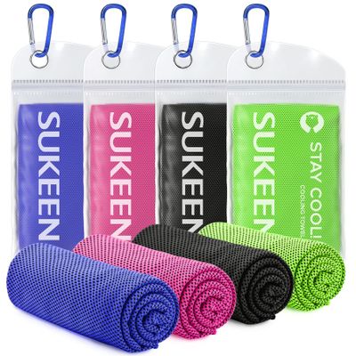 Sukeen 4 Pack Cooling Towels (40"x12"), Cooling Neck Wraps, Ice Towel, Soft Breathable Chilly Towel,Microfiber Towel for Yoga,Sport,Running,Gym,Workout,Camping,Fitness,Workout & More Activities