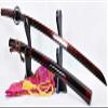 GLW Sword 41" Japanese Samurai Sword Katana Black&Red Folded Steel Clay Tempered Full Tang view 2