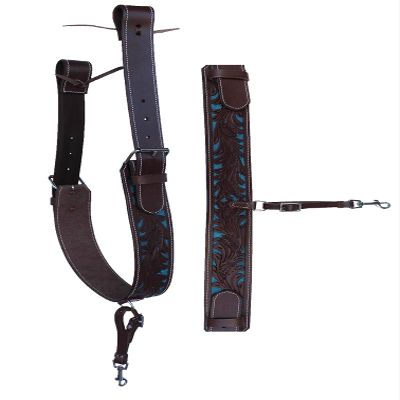 CHALLENGER Horse Western Floral Tooled Leather Rear Flank Saddle Cinch w/Billets 9778BR