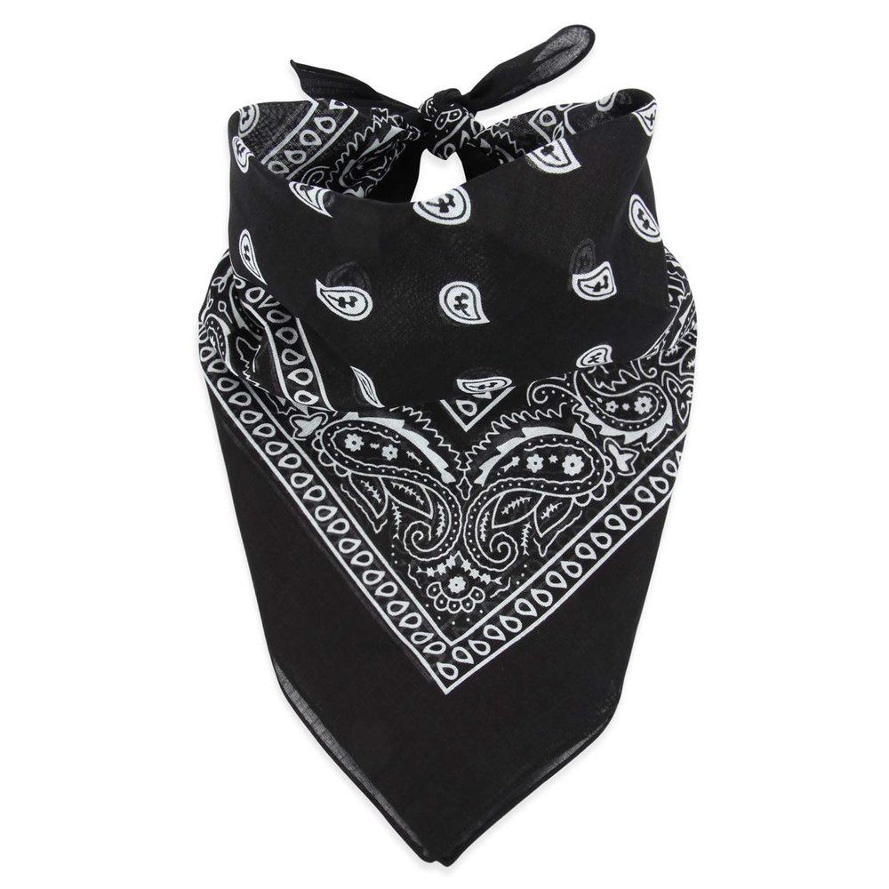 RIAH FASHION Fabric Face Cover Multi-Purpose Cotton Unisex Bandana - Mouth Shield Scarf Handkerchief, Headwear Balaclava Wrap (1, Black)