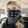 RIAH FASHION Fabric Face Cover Multi-Purpose Cotton Unisex Bandana - Mouth Shield Scarf Handkerchief, Headwear Balaclava Wrap (1, Black) view 2