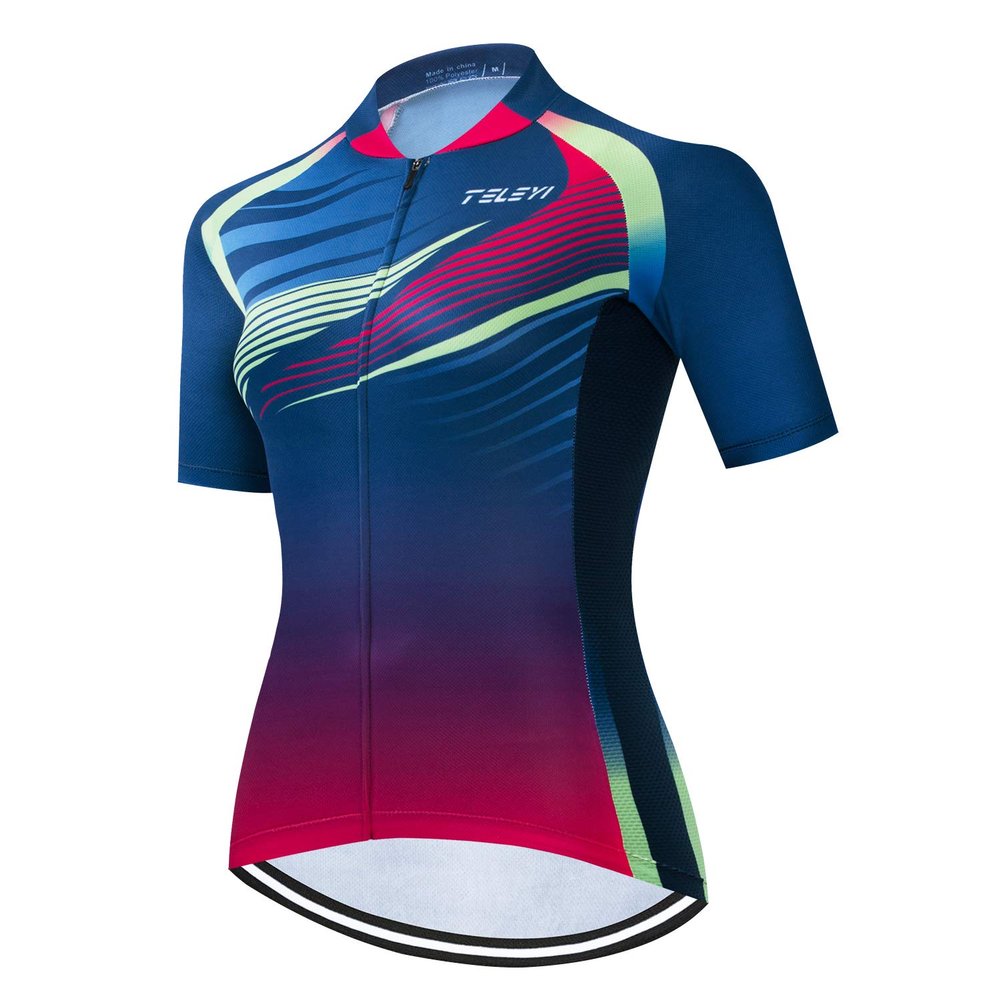 Cycling Jersey Women Bicycle Shirt Breathable Quick-Dry Reflective 3-Pockets S-3XL
