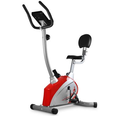 Magnetic Exercise Bike, Stationary Pedal Bike Adjustable Handlebars & Seat Heart Rate Sensors On Board Computer Reads Speed Distance Ideal Cardio Trainer,Red