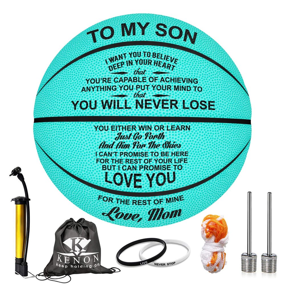 K KENON Customized Engraved Basketball Personalized Basketball for Daughter Son Granddaughter Wife Husband Birthday You Will Never Lose (for Son from Mom)