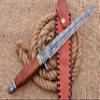 HUNTEX Unique Custom Handmade Hand-Forged Twist Pattern Damascus Steel 15 Inch Long Full Tang Brass Wire Wrapped Walnut Wood Handle Razor Sharp Hunting Camping Dagger Knife with Genuine Leather Sheath view 3