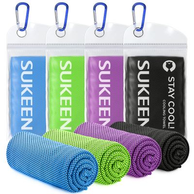 Sukeen 4 Pack Cooling Towels (40"x12"), Cooling Neck Wraps, Ice Towel, Soft Breathable Chilly Towel,Microfiber Towel for Yoga,Sport,Running,Gym,Workout,Camping,Fitness,Workout & More Activities