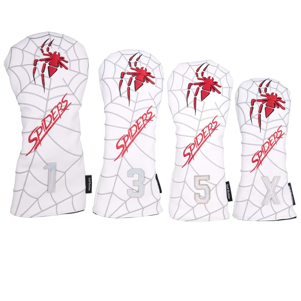 4pcs/Set Spider Embroidery White Golf Club Driver Fairway Wood Hybrid Head Covers 1 3 5 UT Covers
