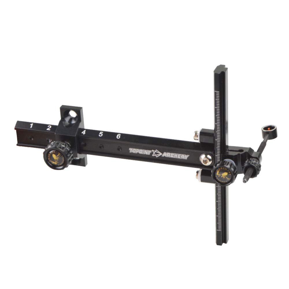 AMEYXGS Archery Recurve Bow Sight Accessories T Shape Archery Shooting Target Sight Adjustable Bowsight with 0.059" Optical Fiber Single Pin Bow Sight for Target Practice (Black)