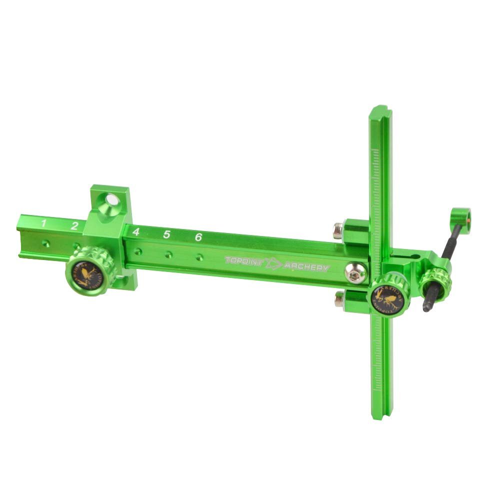 AMEYXGS Archery Recurve Bow Sight Accessories T Shape Archery Shooting Target Sight Adjustable Bowsight with 0.059" Optical Fiber Single Pin Bow Sight for Target Practice (Green)