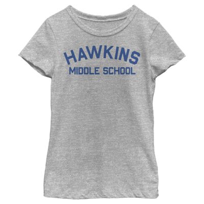 Fifth Sun girls Stranger Things Hawkins Mid School Short Sleeve Tee T Shirt, Athletic Heather, X-Small US