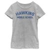 Fifth Sun girls Stranger Things Hawkins Mid School Short Sleeve Tee T Shirt, Athletic Heather, X-Small US view 1