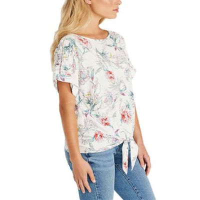 Buffalo Ladies' Tie Front Top, White, X-Large