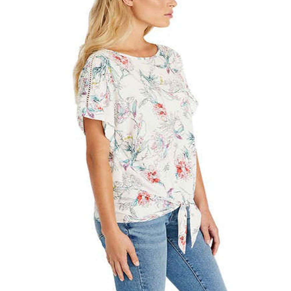 Buffalo Ladies' Tie Front Top, White, X-Large