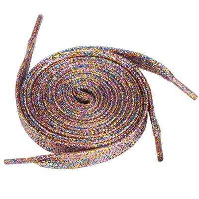 5Chaos Glitter Sparkle Rainbow Shoelaces, Metallic Shiny Shoe Laces for Women Kids Girls Men, Fun Funky Shoestring with Aglets 1Pair (47" (120CM), Golden Rainbow)