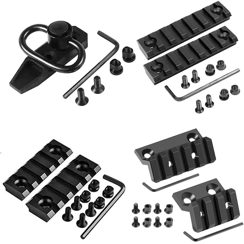 Gotical- 4 Products Combo KeyMod 45 Degree Offset Picatinny Rail Mount with KeyMod Modular, 7 Slots Key mod Rail and 5 Slots Aluminum Key mod Rail (Pack of 4)
