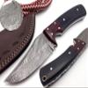 Nooraki SK-63 Handmade Damascus Hunting Knife 8.5 inches Full Tang Blade with Leather Sheath Skinner Knife, Camel Bone Handle view 1