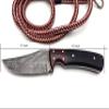 Nooraki SK-63 Handmade Damascus Hunting Knife 8.5 inches Full Tang Blade with Leather Sheath Skinner Knife, Camel Bone Handle view 2