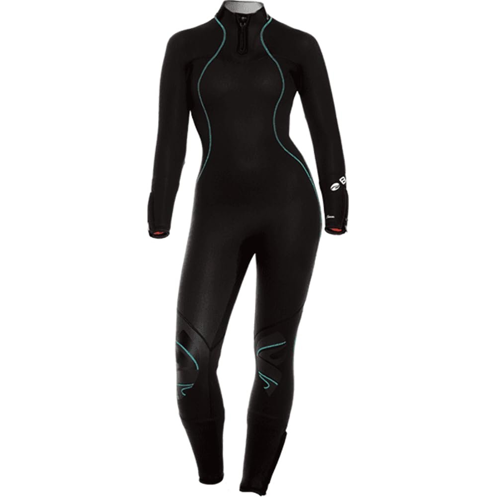 BARE 7MM Women's Nixie Ultra Full Wetsuit | Great for Scuba Diving | Comfortable Full Stretch Neoprene | Long Sleeve | Unique Omnired Material Woven into Fabric for Added Warmth | Black 06T