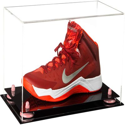 Better Display Cases Versatile Clear Acrylic Display Case - Medium Rectangle Box with Pink Risers and Black Base 15" x 8" x 9" (V11)