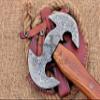 HUNTEX Unique Custom Hand-Forged Twist Pattern Damascus Steel 17 Inch Long Walnut Wood Handle Full Tang Razor Sharp Hunting Camping Outdoor Twin Blade Viking Axe with Genuine Leather Sheath view 4