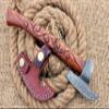 HUNTEX Unique Custom Hand-Forged Twist Pattern Damascus Steel 11 Inch Long Walnut Wood Handle Full Tang Razor Sharp Hunting Camping Outdoor Broad Blade Handy Viking Axe w/Genuine Leather Sheath view 3