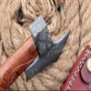 HUNTEX Unique Custom Hand-Forged Twist Pattern Damascus Steel 11 Inch Long Walnut Wood Handle Full Tang Razor Sharp Hunting Camping Outdoor Broad Blade Handy Viking Axe w/Genuine Leather Sheath view 4