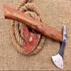 HUNTEX Custom Exposed Hand-Forged Marked 1095 High Carbon Steel 14 Inch Long Walnut Wood Handle Full Tang Razor Sharp Hunting Camping Outdoor Four Lugged Chopping Axe with Genuine Leather Sheath view 2