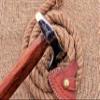 HUNTEX Custom Exposed Hand-Forged Marked 1095 High Carbon Steel 14 Inch Long Walnut Wood Handle Full Tang Razor Sharp Hunting Camping Outdoor Four Lugged Chopping Axe with Genuine Leather Sheath view 3