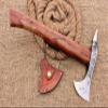 HUNTEX Unique Custom Exposed Hand-Forged Marked 1095 High Carbon Steel 14 Inch Long Walnut Wood Handle Full Tang Razor Sharp Hunting Camping Outdoor Splitter Viking Axe with Genuine Leather Sheath view 2