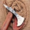 HUNTEX Unique Custom Exposed Hand-Forged Marked 1095 High Carbon Steel 14 Inch Long Walnut Wood Handle Full Tang Razor Sharp Hunting Camping Outdoor Splitter Viking Axe with Genuine Leather Sheath view 4