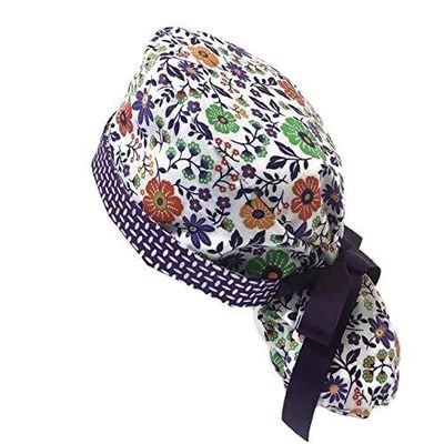 Ponytail Scrub Cap Purple Blossom Scrub Hat Scrub Caps for Women