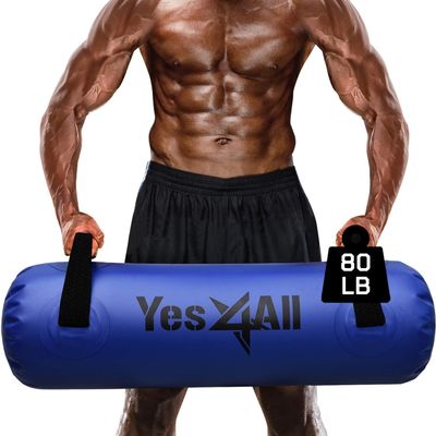 Yes4All Aqua Bag for Workout 45-80 lb, Physical Training Water Weight Bag for Strength & Balance, Portable, Durable & Versatile for Indoor and Outdoor Use, Clear & Dark Blue, 80 LB