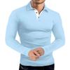 KUYIGO Mens Polo Shirts Slim Fit Soft Long Sleeve Golf Tennis T-Shirts Medium Sky Blue view 3