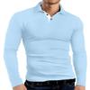 KUYIGO Mens Polo Shirts Slim Fit Soft Long Sleeve Golf Tennis T-Shirts Medium Sky Blue view 4