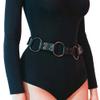 Qiansheng Women's Punk Rocker Grommet Leather Waist Belts with Metal Chains Tassel Adjustable Buckles Black Garter Harness view 1