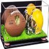 Better Display Cases Acrylic Mini - Miniature (not Full Size) Football and Helmet Display Case with Mirror, Wall Mount, Pink Risers and Turf Base (B46/A019) view 1