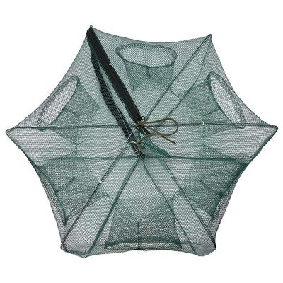 Fish Trap 6 Holes Automatic Fishing Net Shrimp Cage Nylon Foldable Crab Fish Trap Cast 21.3x8.6