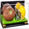 Better Display Cases Acrylic Mini - Miniature (not Full Size) Football and Helmet Display Case with Mirror, Wall Mount, Yellow Risers and Turf Base (B46/A019) view 1