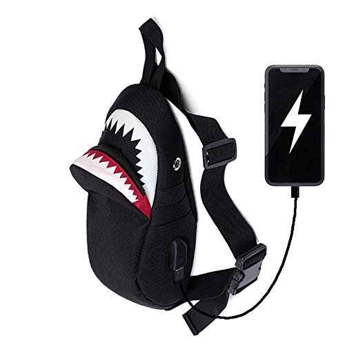 Crossbody Fanny Pack for Men & Women / Small Sling Bag / Chest Bag / Sling Backpack / Waterproof Fanny Pack / Shoulder Backpack / Camera Protective Premium Nylon, USB Charging Port Bag, Adjustable St