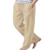 iWoo Mens Casual Linen Pants Yoga Pants 2025 Summer Travel Beach Elastic Drawstring Waist Pajama Pant Baggy Pj Khaki XXL view 1