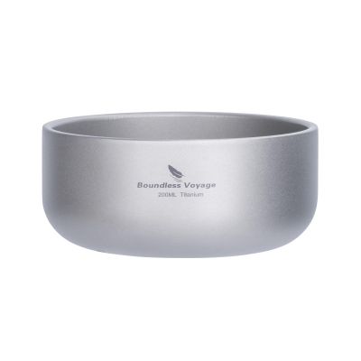 Boundless Voyage 200ml Titanium Double-walled Bowl for Adult Children Ultralight Portable Soup Rice Food Bowl Outdoor Camping Durable Metal Tableware Ti1083T