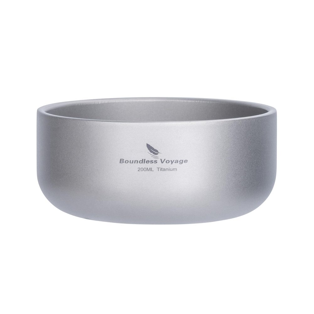 Boundless Voyage 200ml Titanium Double-walled Bowl for Adult Children Ultralight Portable Soup Rice Food Bowl Outdoor Camping Durable Metal Tableware Ti1083T