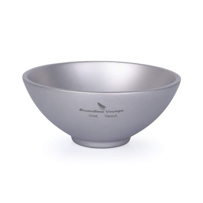 Boundless Voyage 220ml Titanium Double Walled Food Bowl for Adult Children Ultralight Portable Soup Rice Bowl Outdoor Camping Metal Durable Tableware Ti1085T