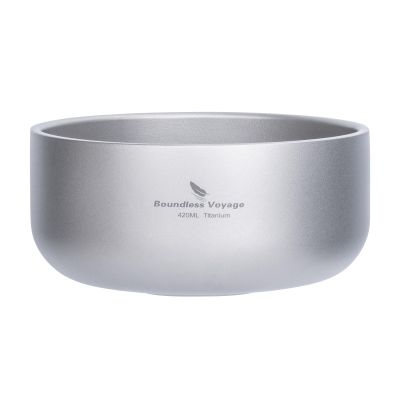 Boundless Voyage 420ml Titanium Double Walled Bowl for Adult Children Ultralight Portable Soup Rice Food Bowl Outdoor Camping Durable Metal Tableware Ti1084T