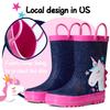 K KomForme Kids Rain Boots Waterproof Printed Rubber boots with Handles, Size 3 Big Kid, Glitter Unicorn Star view 2