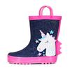 K KomForme Kids Rain Boots Waterproof Printed Rubber boots with Handles, Size 9 Toddler, Glitter Unicorn Star view 1