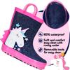 K KomForme Kids Rain Boots Waterproof Printed Rubber boots with Handles, Size 9 Toddler, Glitter Unicorn Star view 3