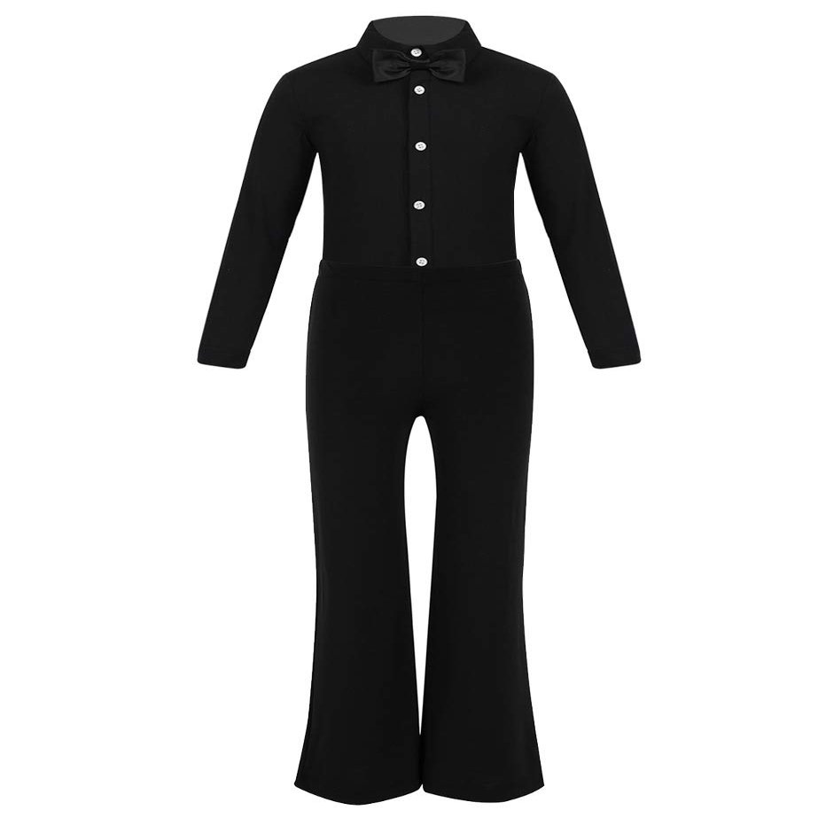 Alvivi Kids Boys Professional Latin Dance Outfits Leotard Shirt with Pants Clothes Set Dance Performance Costumes Black 6