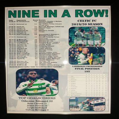 Celtic Scottish Premiership Champions 2020 - Nine in a Row - Framed Print